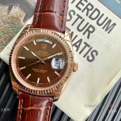 TRF V3 Swiss Replica Rolex Day Date 118135 Chocolated Dial watch 36mm